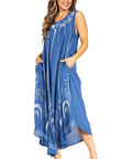 Sakkas Starlight Fourth Women's Tie Dye Caftan Tank Dress/Cover Up Beach Kaftan