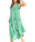 Sakkas Starlight Fourth Women's Tie Dye Caftan Tank Dress/Cover Up Beach Kaftan