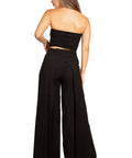Sakkas Samantha Women's Bandeau Tube Top & Wide leg Gaucho Pants Set Palazzo Boho