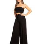 Sakkas Samantha Women's Bandeau Tube Top & Wide leg Gaucho Pants Set Palazzo Boho