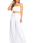 Sakkas Samantha Women's Bandeau Tube Top & Wide leg Gaucho Pants Set Palazzo Boho
