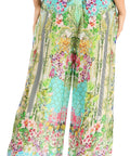 Sakkas Anie Women's Boho Casual Flowy Flare Palazzo Wide Leg Pants Floral Print