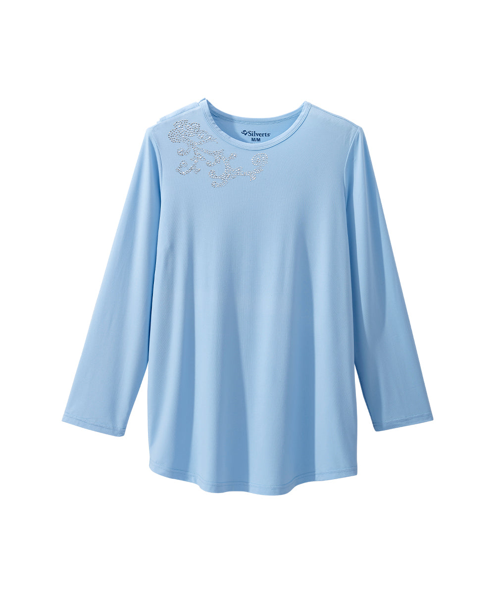 Shop Women's Open Back Embellished Long Sleeve Top Online | Silverts