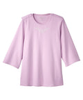 Women's Open Back 3/4 Length Sleeve Top with Embroidery - Silverts 43