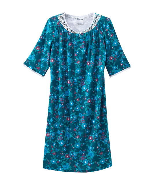 Open Back Knit Nightgown with Lace Trim - Clearance