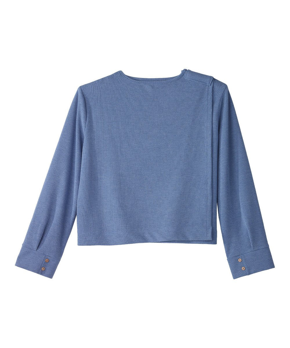 Women's Open Back Relaxed Ribbed Long Sleeve Top - Silverts 14