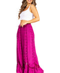 Sakkas Ivy Second Women's Maxi Boho Elastic Waist Embroidered A Line Long Skirt