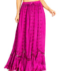 Sakkas Ivy Second Women's Maxi Boho Elastic Waist Embroidered A Line Long Skirt