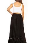 Sakkas Ivy Second Women's Maxi Boho Elastic Waist Embroidered A Line Long Skirt