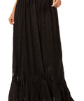 Sakkas Ivy Second Women's Maxi Boho Elastic Waist Embroidered A Line Long Skirt