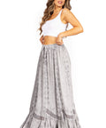 Sakkas Ivy Second Women's Maxi Boho Elastic Waist Embroidered A Line Long Skirt