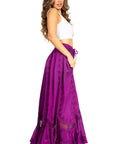 Sakkas Ivy Second Women's Maxi Boho Elastic Waist Embroidered A Line Long Skirt