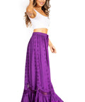 Sakkas Ivy Second Women's Maxi Boho Elastic Waist Embroidered A Line Long Skirt