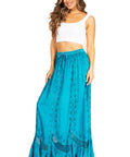 Sakkas Ivy Second Women's Maxi Boho Elastic Waist Embroidered A Line Long Skirt