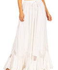 Sakkas Ivy Second Women's Maxi Boho Elastic Waist Embroidered A Line Long Skirt