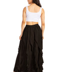 Sakkas Nova Womens Bohemian Stonewashed Rayon Asymmetrical Hem Maxi Swing Skirt