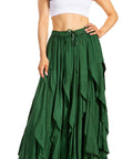 Sakkas Nova Womens Bohemian Stonewashed Rayon Asymmetrical Hem Maxi Swing Skirt
