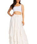 Sakkas Nova Womens Bohemian Stonewashed Rayon Asymmetrical Hem Maxi Swing Skirt