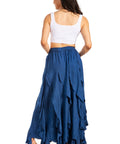 Sakkas Nova Womens Bohemian Stonewashed Rayon Asymmetrical Hem Maxi Swing Skirt