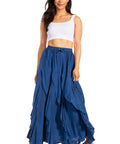 Sakkas Nova Womens Bohemian Stonewashed Rayon Asymmetrical Hem Maxi Swing Skirt