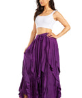 Sakkas Nova Womens Bohemian Stonewashed Rayon Asymmetrical Hem Maxi Swing Skirt