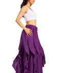 Sakkas Nova Womens Bohemian Stonewashed Rayon Asymmetrical Hem Maxi Swing Skirt