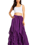 Sakkas Nova Womens Bohemian Stonewashed Rayon Asymmetrical Hem Maxi Swing Skirt
