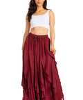 Sakkas Nova Womens Bohemian Stonewashed Rayon Asymmetrical Hem Maxi Swing Skirt