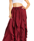 Sakkas Nova Womens Bohemian Stonewashed Rayon Asymmetrical Hem Maxi Swing Skirt
