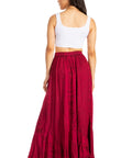 Sakkas Ahaana Women Renaissance Boho Rayon Maxi Embroidered Paneled Summer Skirt