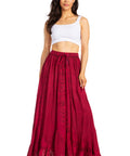 Sakkas Ahaana Women Renaissance Boho Rayon Maxi Embroidered Paneled Summer Skirt