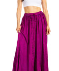 Sakkas Ahaana Women Renaissance Boho Rayon Maxi Embroidered Paneled Summer Skirt