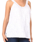 Sakkas Soffe Women's Casual Summer Sleeveless Floral Cotton Tank Top Blouse Light