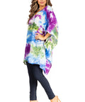 Sakkas Adalwin Second TieDye Desert Sun Circle Ponch Tunic Top Blouse W/Embroidery