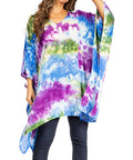 Sakkas Adalwin Second TieDye Desert Sun Circle Ponch Tunic Top Blouse W/Embroidery