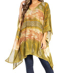 Sakkas Adalwin Second TieDye Desert Sun Circle Ponch Tunic Top Blouse W/Embroidery