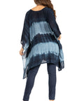 Sakkas Adalwin Second TieDye Desert Sun Circle Ponch Tunic Top Blouse W/Embroidery