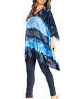 Sakkas Adalwin Second TieDye Desert Sun Circle Ponch Tunic Top Blouse W/Embroidery