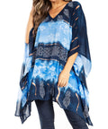 Sakkas Adalwin Second TieDye Desert Sun Circle Ponch Tunic Top Blouse W/Embroidery