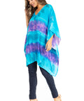 Sakkas Adalwin Second TieDye Desert Sun Circle Ponch Tunic Top Blouse W/Embroidery