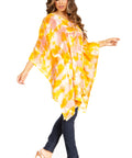 Sakkas Adalwin Second TieDye Desert Sun Circle Ponch Tunic Top Blouse W/Embroidery