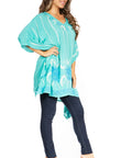 Sakkas Adalwin Third Tie Dye Desert Sun Circle Ponch Tunic Top Blouse W/Embroidery