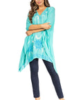 Sakkas Adalwin Third Tie Dye Desert Sun Circle Ponch Tunic Top Blouse W/Embroidery