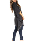 Sakkas Adalwin Third Tie Dye Desert Sun Circle Ponch Tunic Top Blouse W/Embroidery