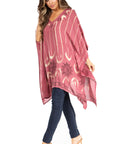 Sakkas Adalwin Third Tie Dye Desert Sun Circle Ponch Tunic Top Blouse W/Embroidery