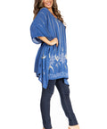 Sakkas Adalwin Third Tie Dye Desert Sun Circle Ponch Tunic Top Blouse W/Embroidery