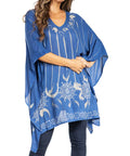 Sakkas Adalwin Third Tie Dye Desert Sun Circle Ponch Tunic Top Blouse W/Embroidery