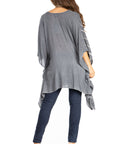 Sakkas Adalwin Third Tie Dye Desert Sun Circle Ponch Tunic Top Blouse W/Embroidery