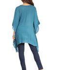 Sakkas Adalwin Third Tie Dye Desert Sun Circle Ponch Tunic Top Blouse W/Embroidery