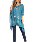 Sakkas Adalwin Third Tie Dye Desert Sun Circle Ponch Tunic Top Blouse W/Embroidery